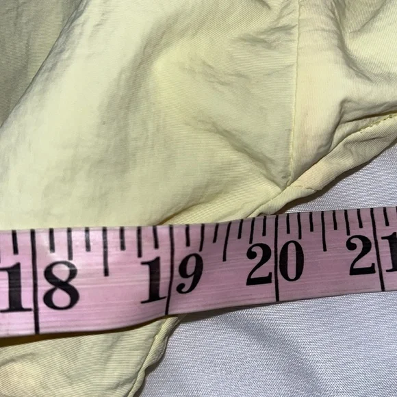 Zara Cropped Yellow Hooded Rain Jacket with Pink Accents size Large - Picture 10 of 12